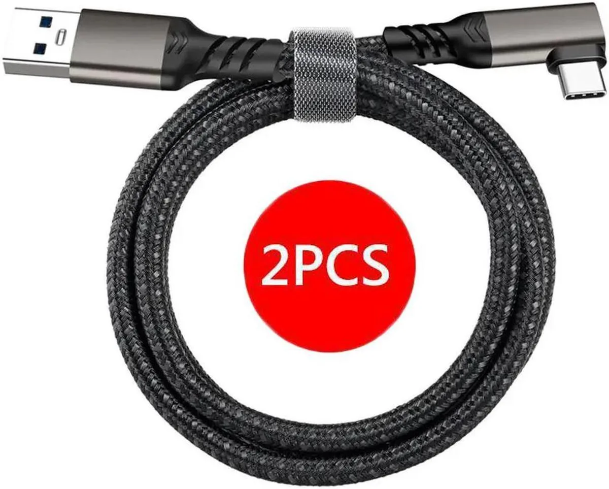 SMUGDESK SMUGDESK USB A to C 3.2 Gen 2 90° Braided Cable 6.6ft+6.6ft — product photo