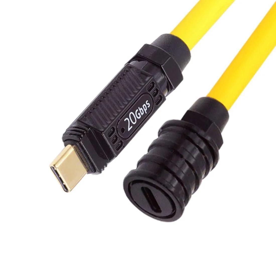 Short white USB-C male-to-female cable with charging indicator light