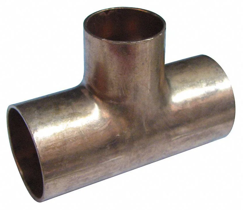 Copper reducing tee, sweat fitting, 2 by 2 by half inch