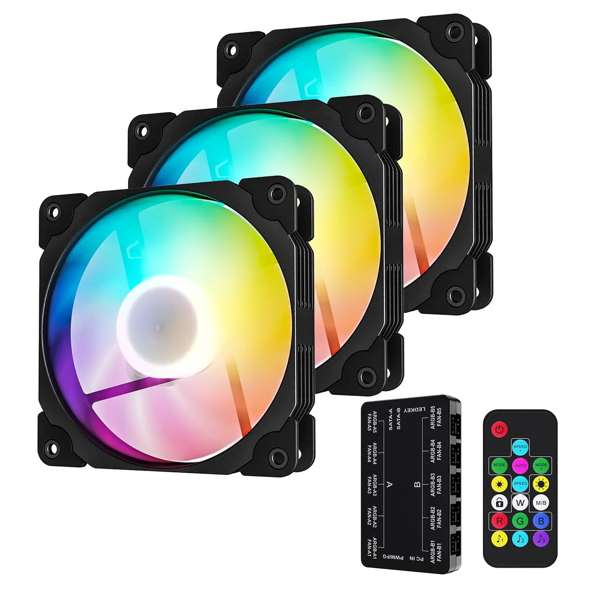 Vetroo Vetroo ICE BLADE ARGB120 WT 3-pack 120mm ARGB PWM case fans — product photo