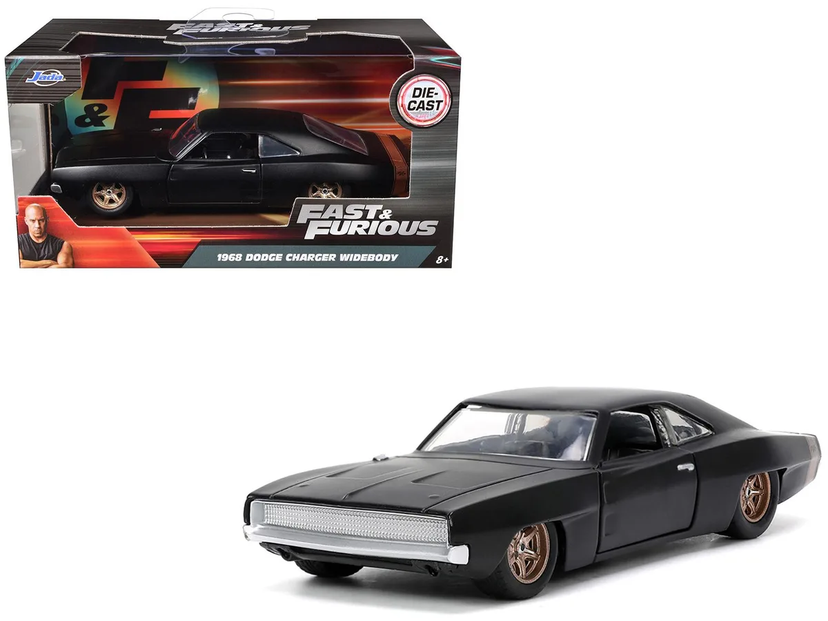 Jada Jada 1968 Dodge Charger Widebody Matt Black Bronze Tail Stripe F9 1/32 Diecast — product photo