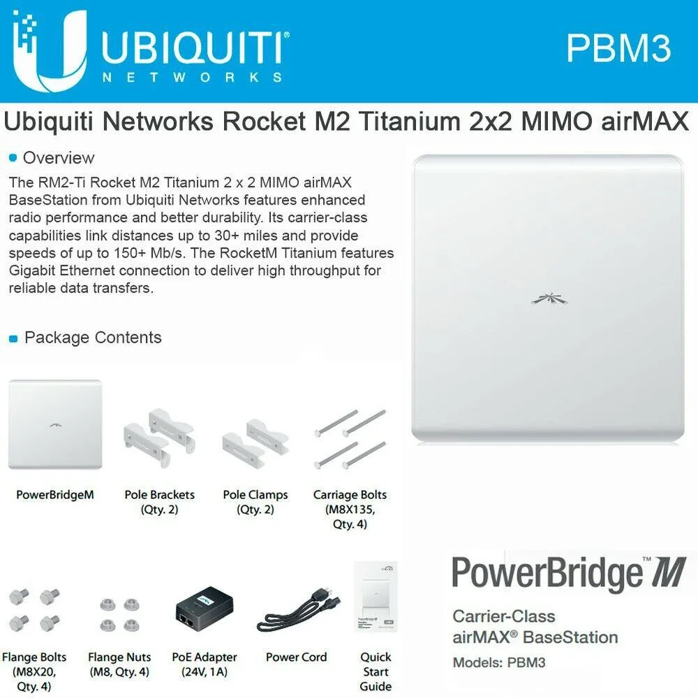 Ubiquiti Networks Ubiquiti Networks PowerBridge M3 3.5GHz AirMax Bridge 2x2 MIMO access point — product photo
