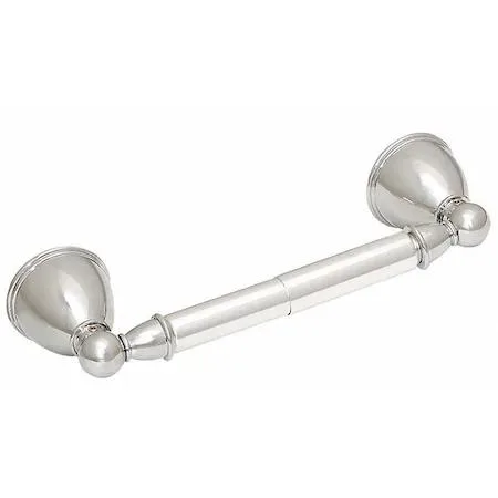 Polished silver wall-mounted toilet paper holder with double post design