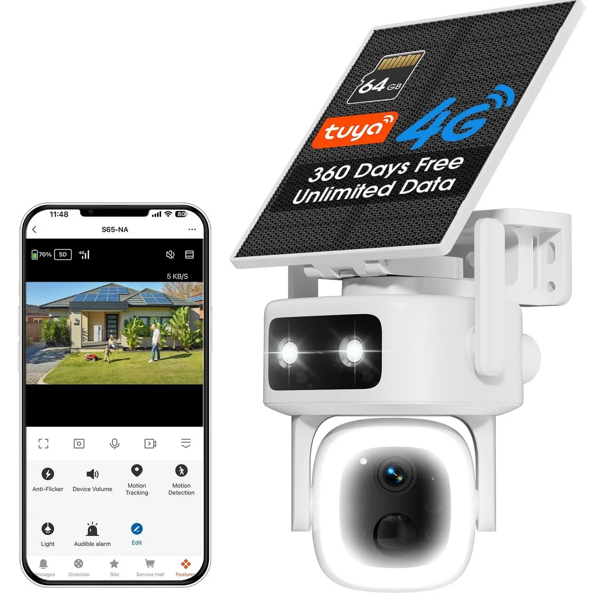 SANSCO SANSCO 4G LTE Solar Cellular Security Camera 365 Days Free Data 7800mAh 64GB 2 in 1 accessory — product photo