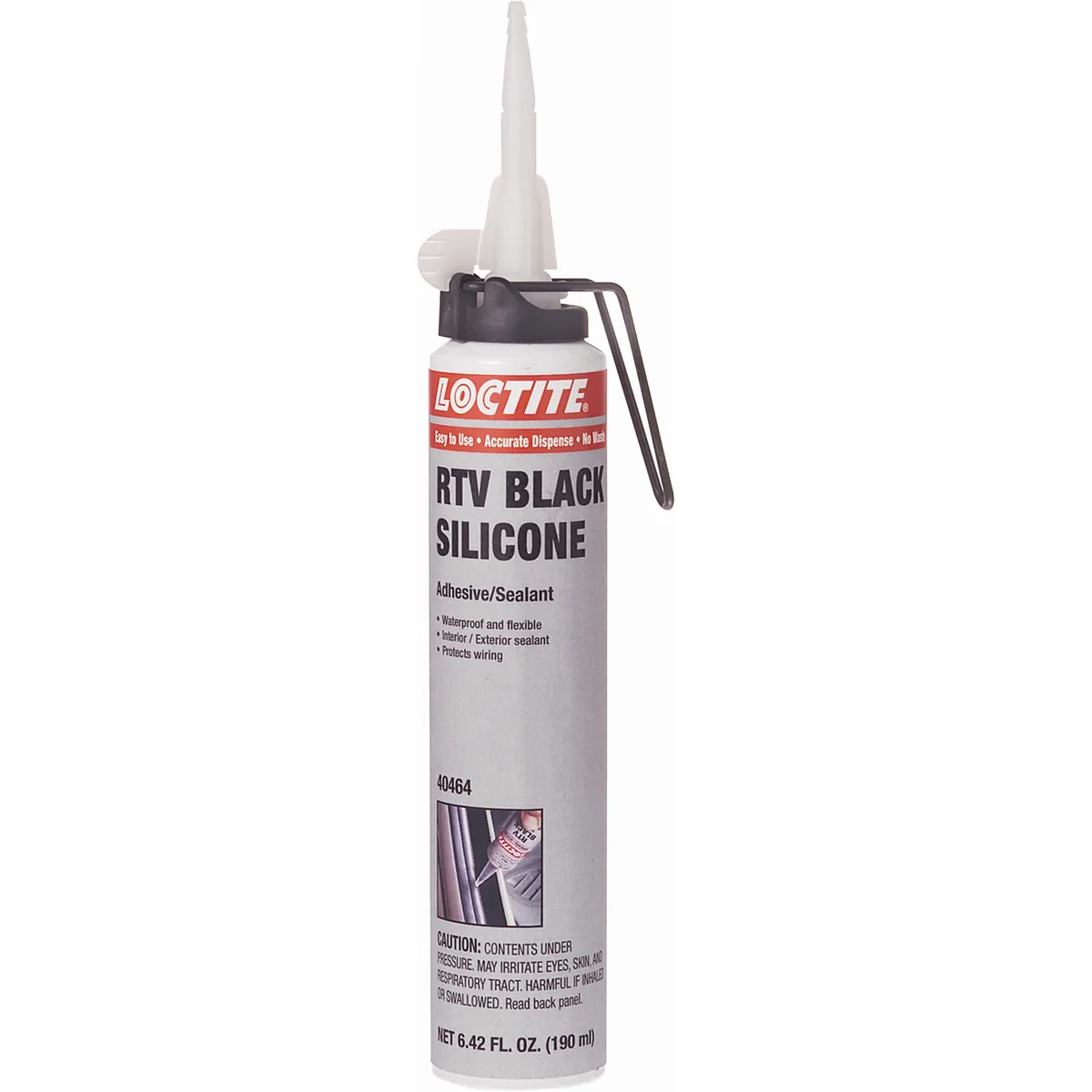 Pressurised black silicone sealant can 190 mL