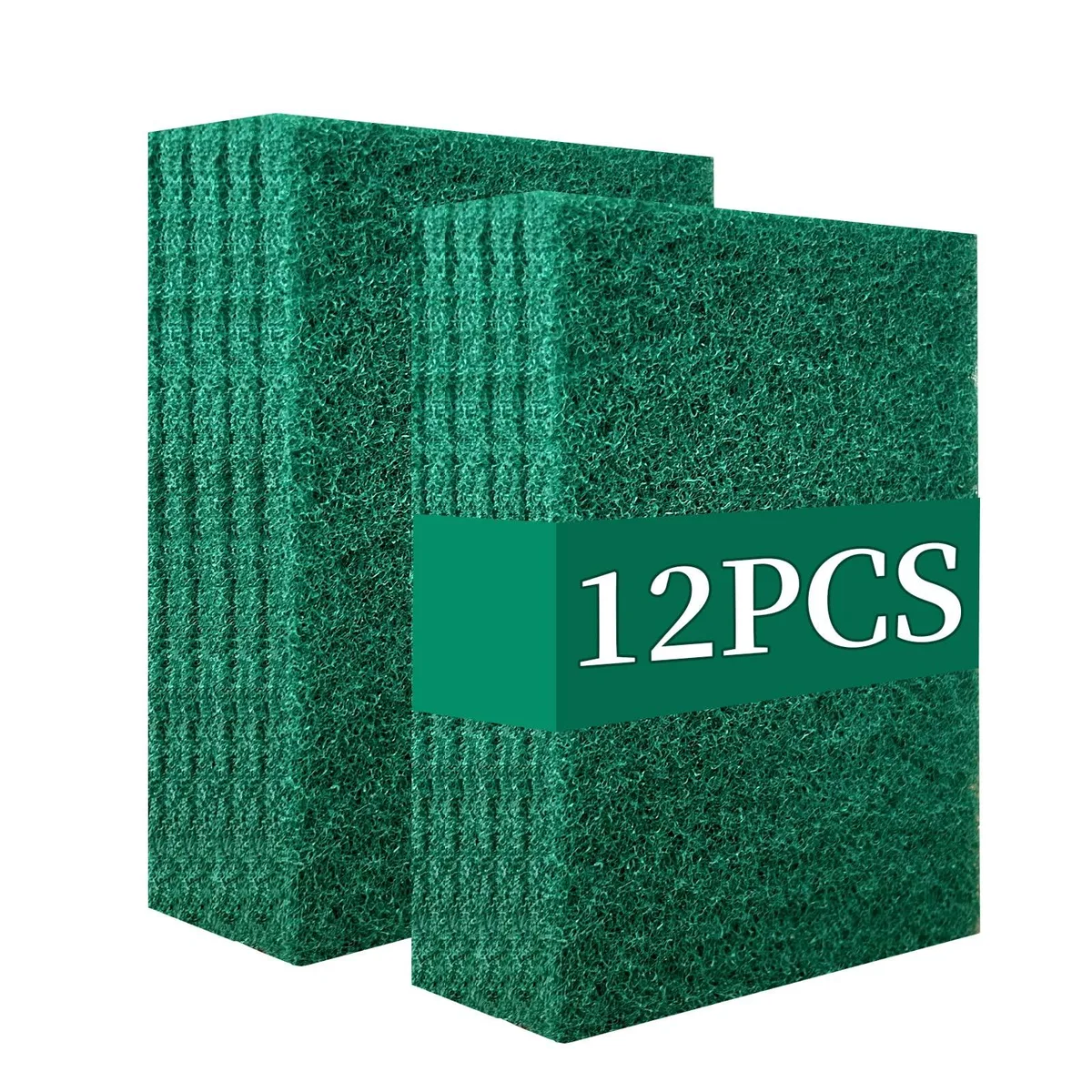 Heavy Duty Scour Pads Sponge Scrubber Non-Scratch Green Household Scrub 12 pack — product photo