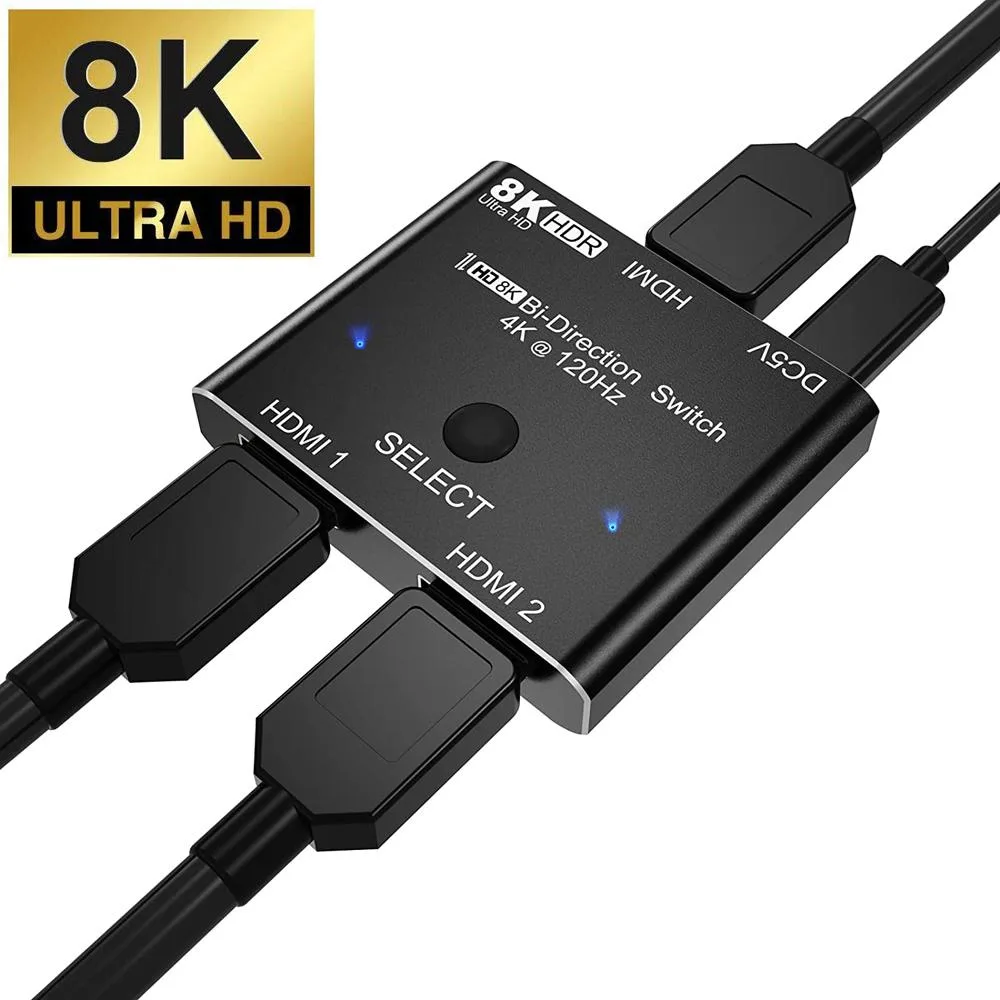 AUBEAMTO AUBEAMTO HDMI 2.1 Bi-Directional Video Switch 2×1 / 1×2 8K@60Hz 4K@120Hz 48Gbps Black — product photo