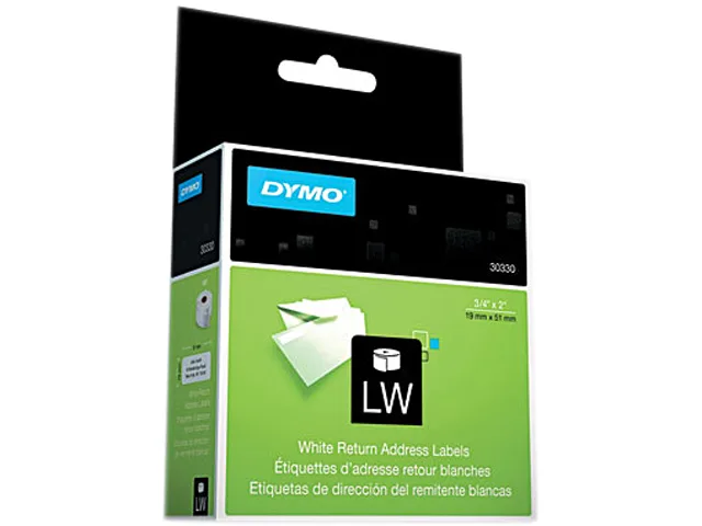 White rectangular return address labels on a roll, 500 per box