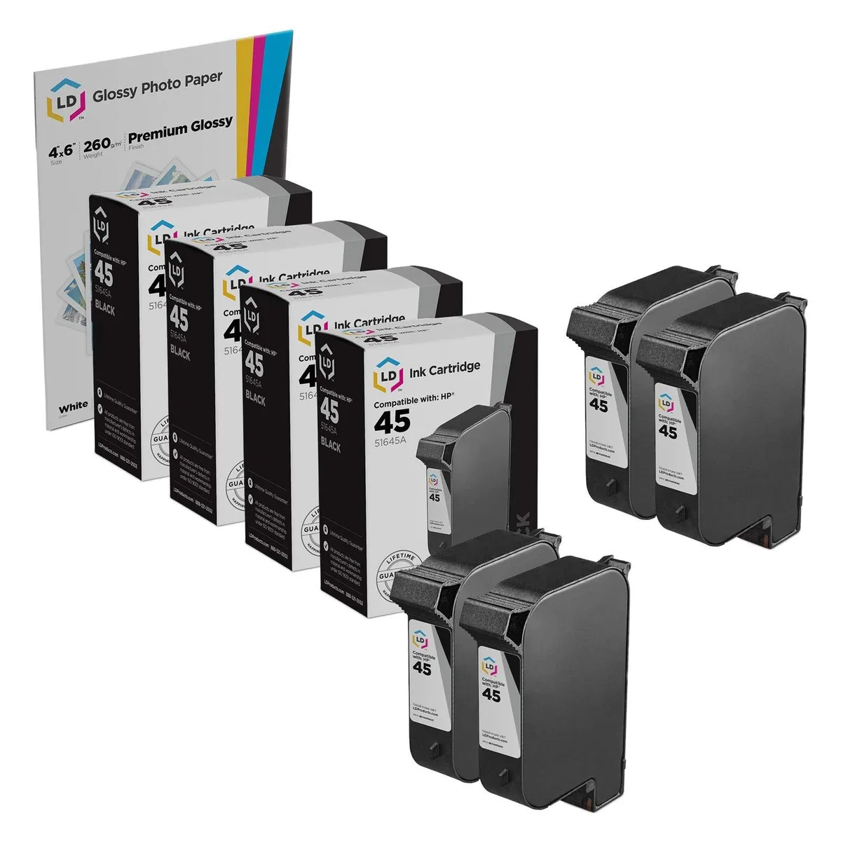 LD Products LD Products HP 45 51645A Black Ink Cartridge 4-Pack — product photo