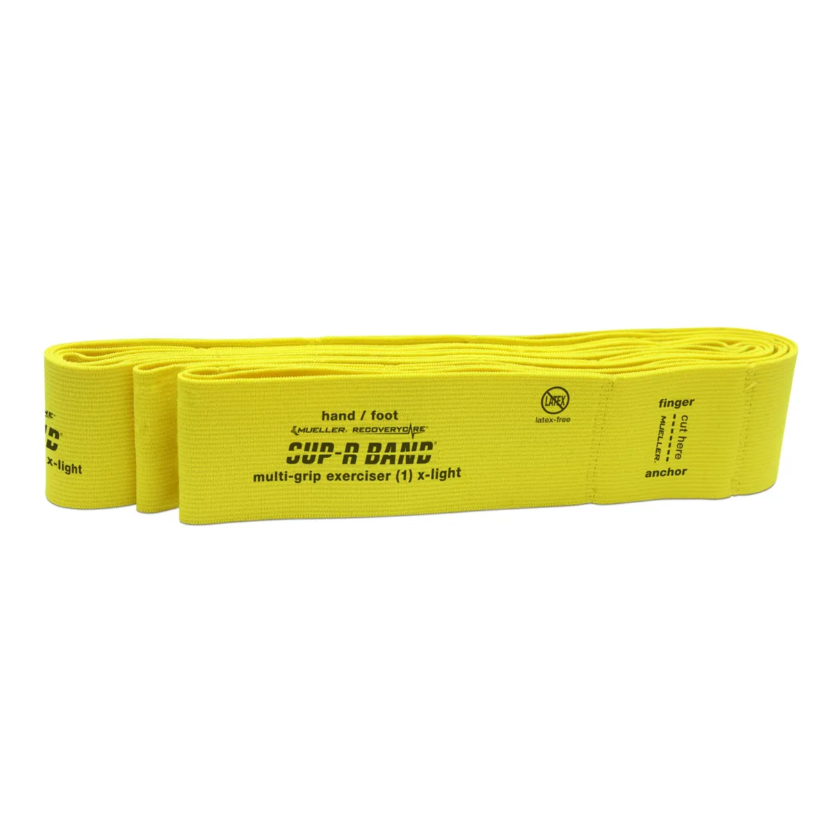 Yellow cloth resistance band with multiple loops, model 30131