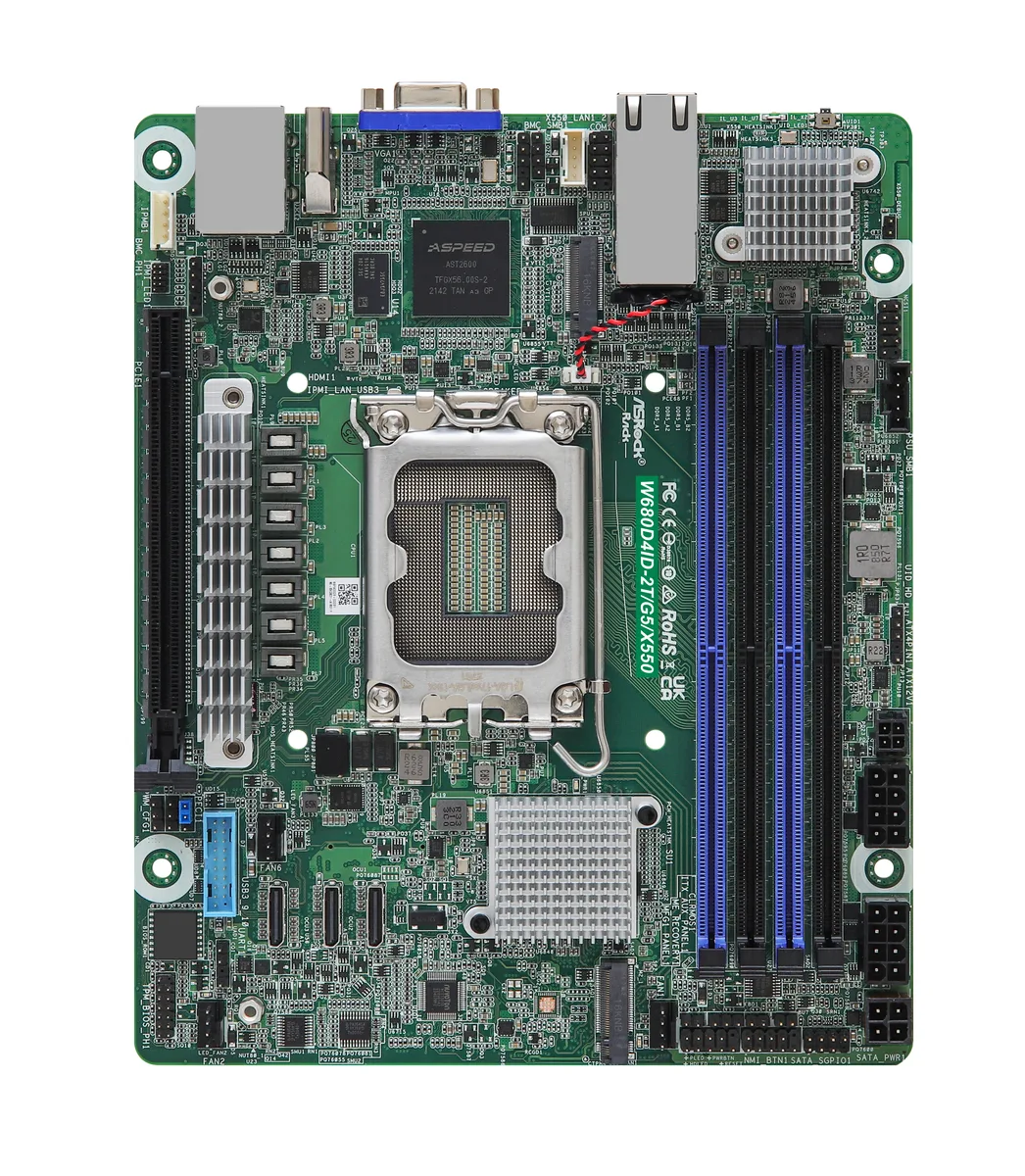 ASRock Rack ASRock Rack W680D4ID-2T/G5/X550 server motherboard 10GbE PCIe 5.0 — product photo