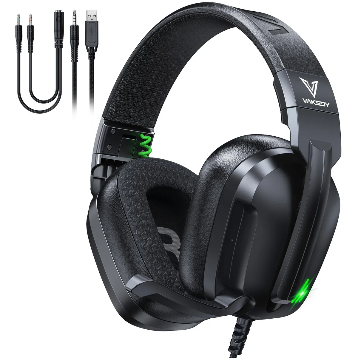 Over-ear wired gaming headset in Phantom Black with RGB lighting
