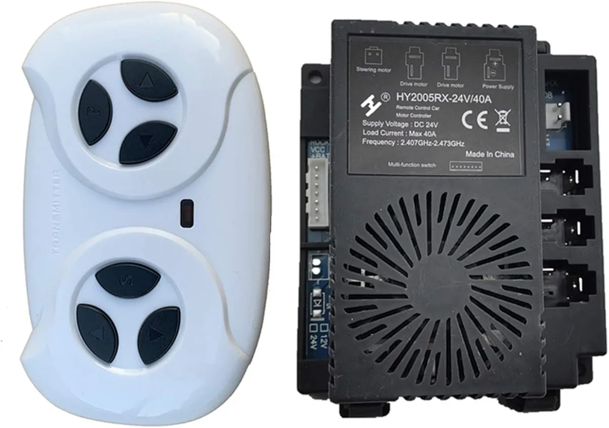 White Bluetooth remote and black control box with seven-pin socket