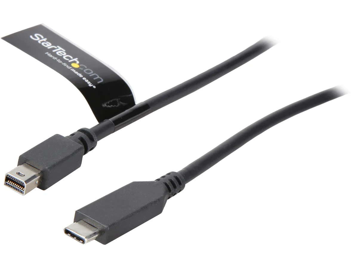 Black USB-C to Mini DisplayPort cable, 1.8 m