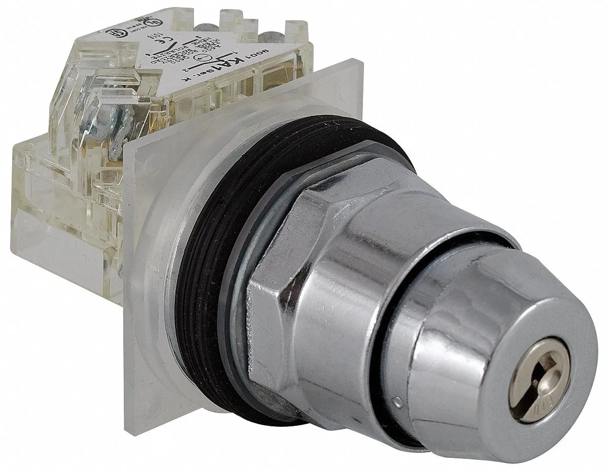Schneider Electric 30 mm key selector switch chrome metal bezel