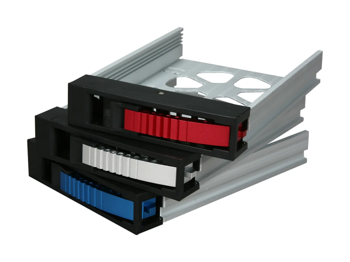 iStarUSA Inc. iStarUSA BPU-HSTRAY-RSBL Red/Silver/Blue SAS/SATA Hard Drive Tray Pack — product photo