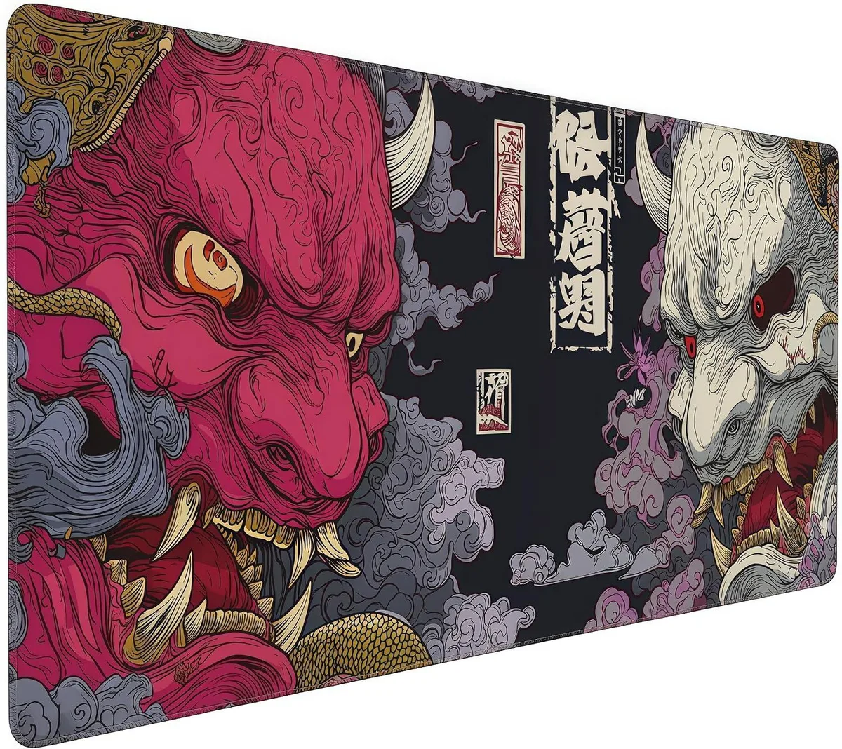 BAOFENG BAOFENG Gaming Mouse Pad XXL Japanese Demon Mask 35.4 x 15.7 inches — product photo
