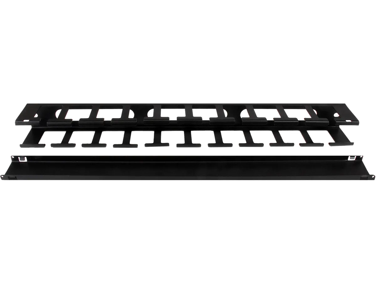 STARTECH STARTECH CMDUCT1UX 1U 19" horizontal finger duct cable management panel with cover — product photo