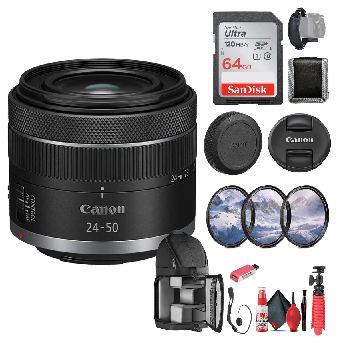 Canon Canon RF 24-50mm f/4.5-6.3 IS STM Lens Optical Image Stabilizaion Bundle camera lens — product photo