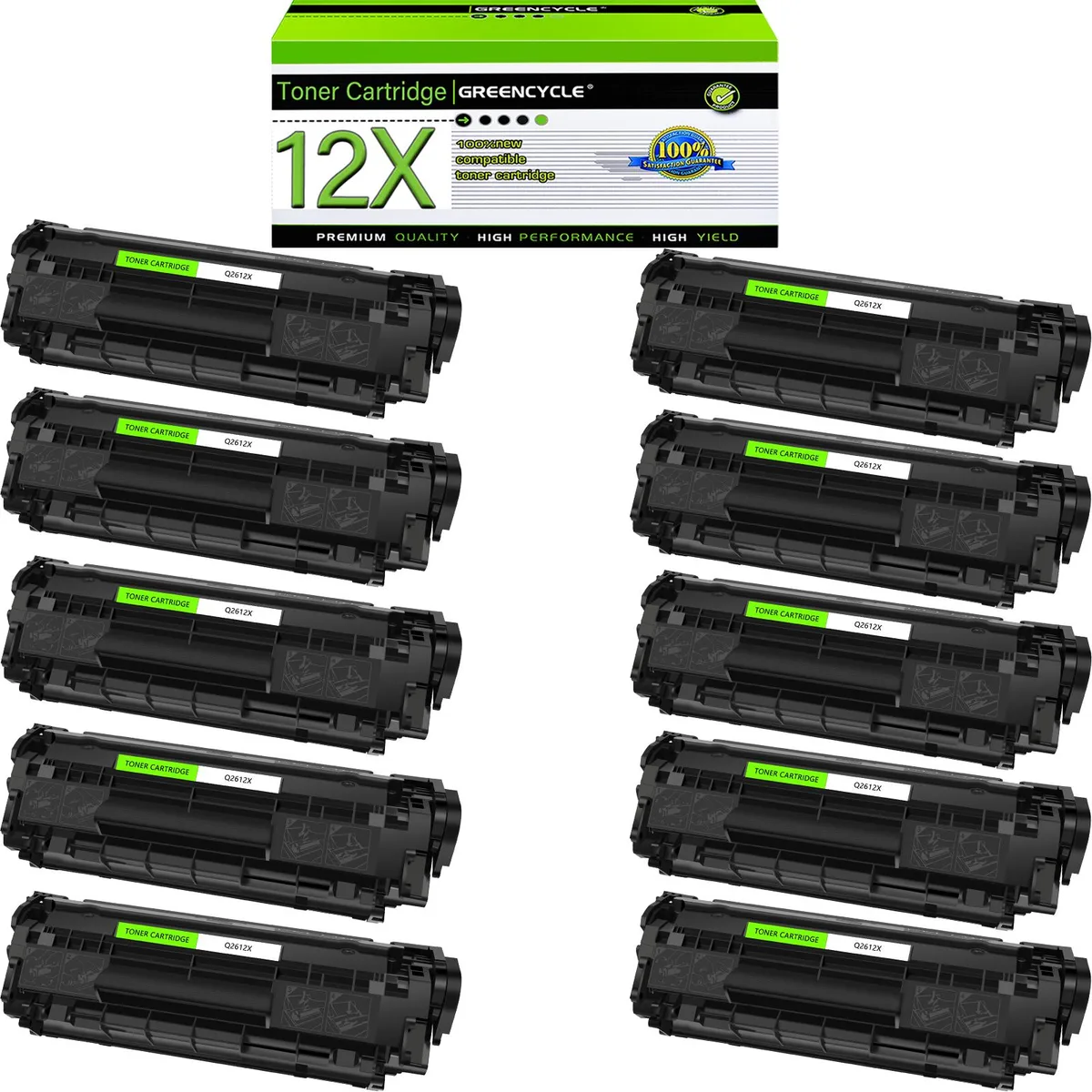 GREENCYCLE GREENCYCLE Q2612X High Yield Toner Cartridge Black 10-Pack — product photo