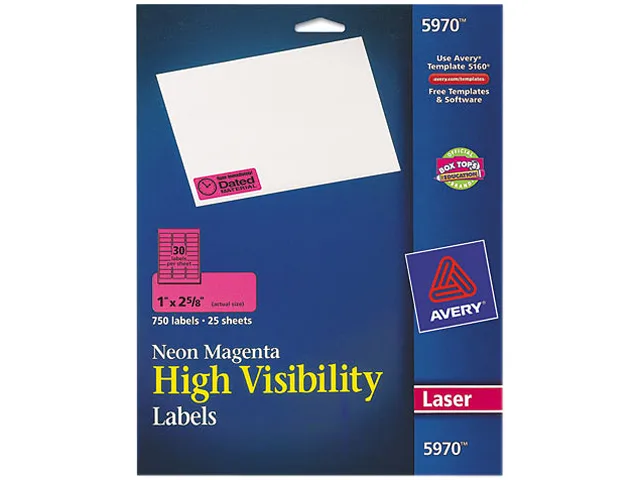 Avery Avery 5970 High-Visibility Labels Neon Magenta 1" x 2-5/8" 750 Labels — product photo