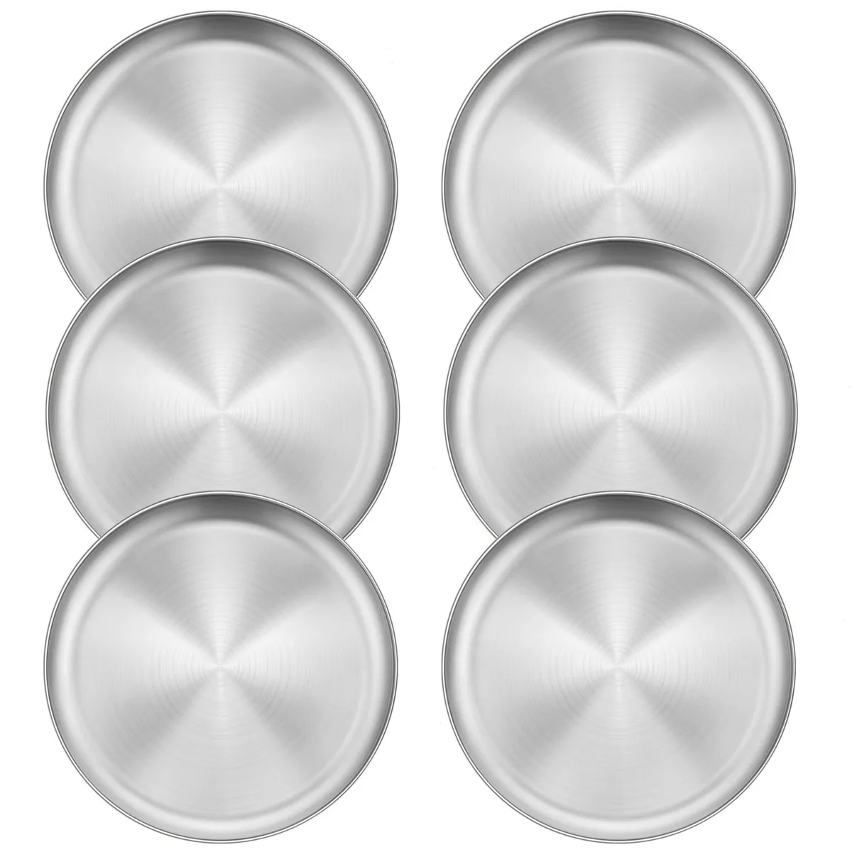 Six stainless steel plates with satin finish