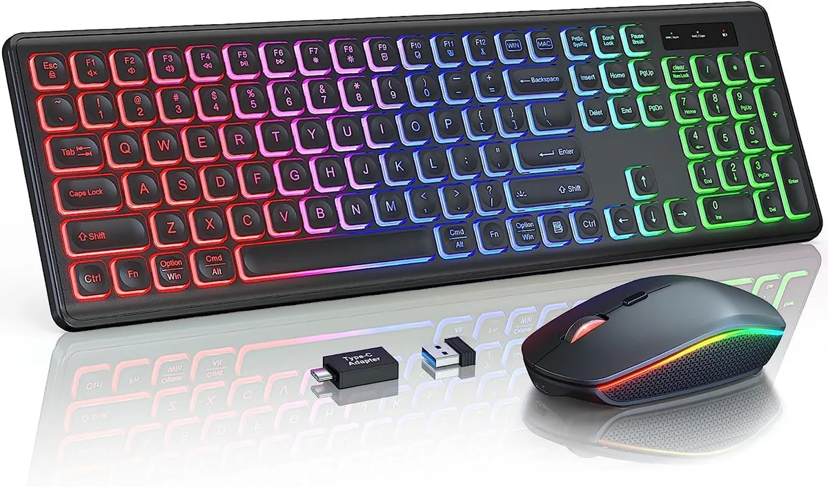 BFKK BFKK Full-Size Gaming Keyboard Black Rainbow Backlight 2.4GHz Rechargeable — product photo