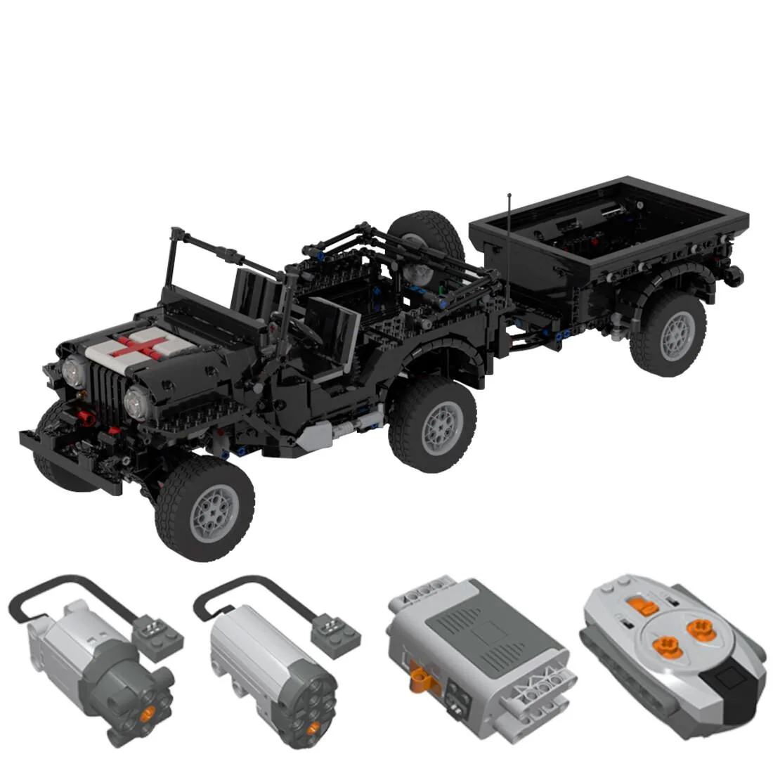 ZITIANYOUBUILD ZITIANYOUBUILD MOC-44696 Dynamic Military Off-road Vehicles Trailer 1615pcs — product photo