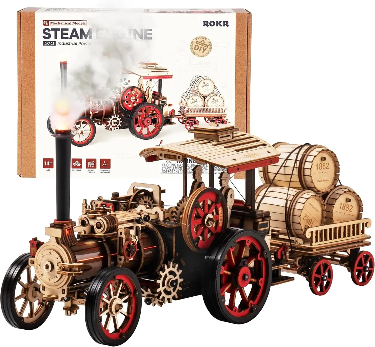 ROKR ROKR LKA01 Steam Locomotive 3D Wooden Puzzle 469 pieces 1:28 scale — product photo