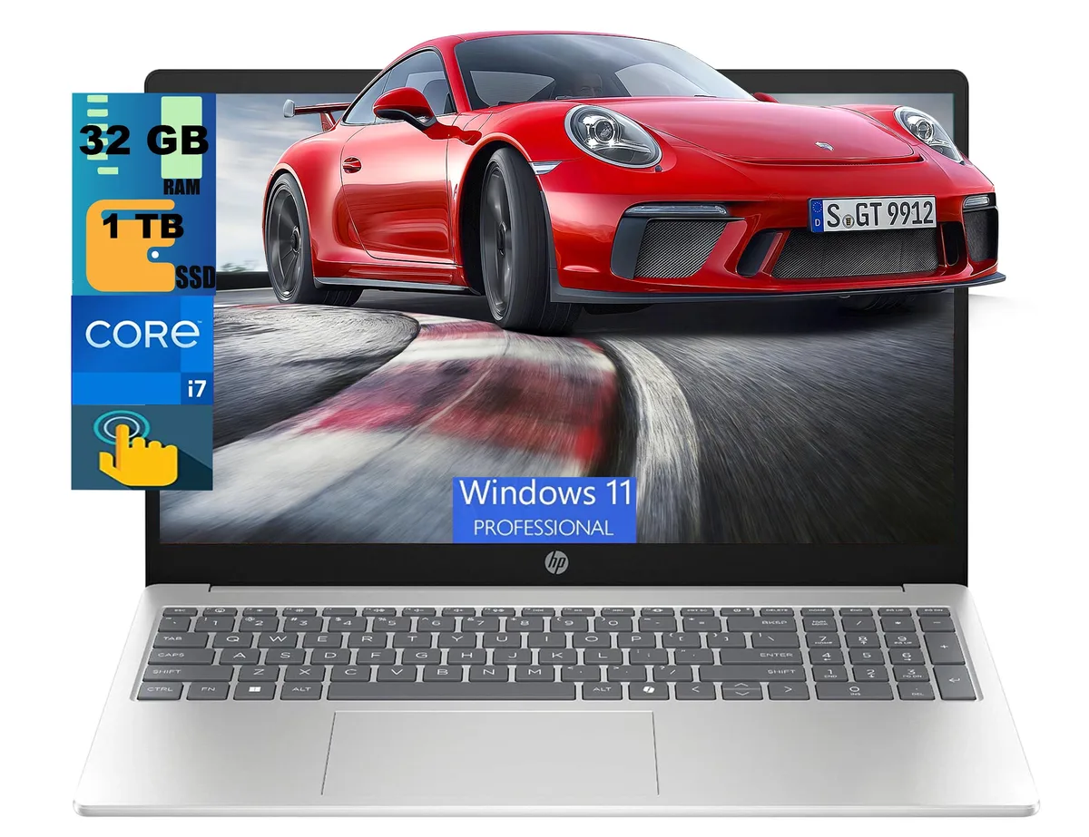 HP HP 15 Business Laptop 15.6" FHD Touchscreen Core i7-1355U 32GB 1TB SSD Windows 11 Pro Silver — product photo
