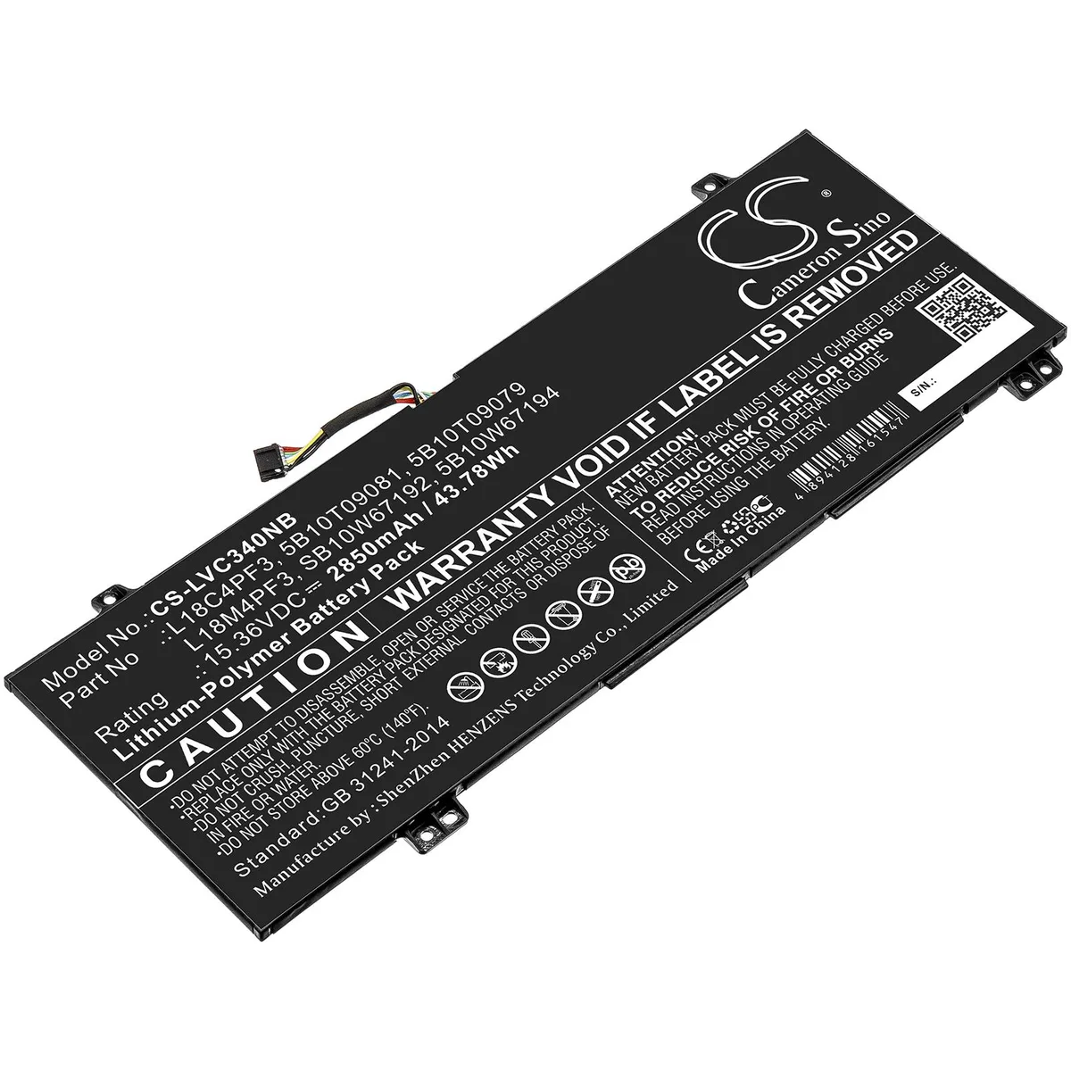 Cameron &amp; Co Cameron &amp; Co DS-CS-LVC340NB laptop battery 15.36V 2850mAh 43.78Wh Li-Polymer black — product photo