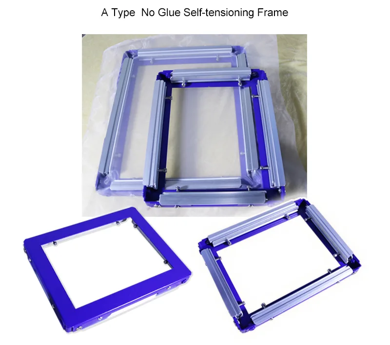 Rectangular aluminium and steel screen frame, silver electrostatic coating, 7 by 9 inch inner size