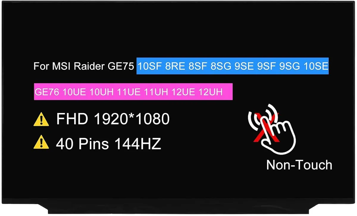 NUOLAISUN NUOLAISUN laptop screen 144 Hz FHD 1080P for MSI Raider GE75 GE76 MS-17K1 MS-17K2 MS-17K3 MS-17K4 — product photo