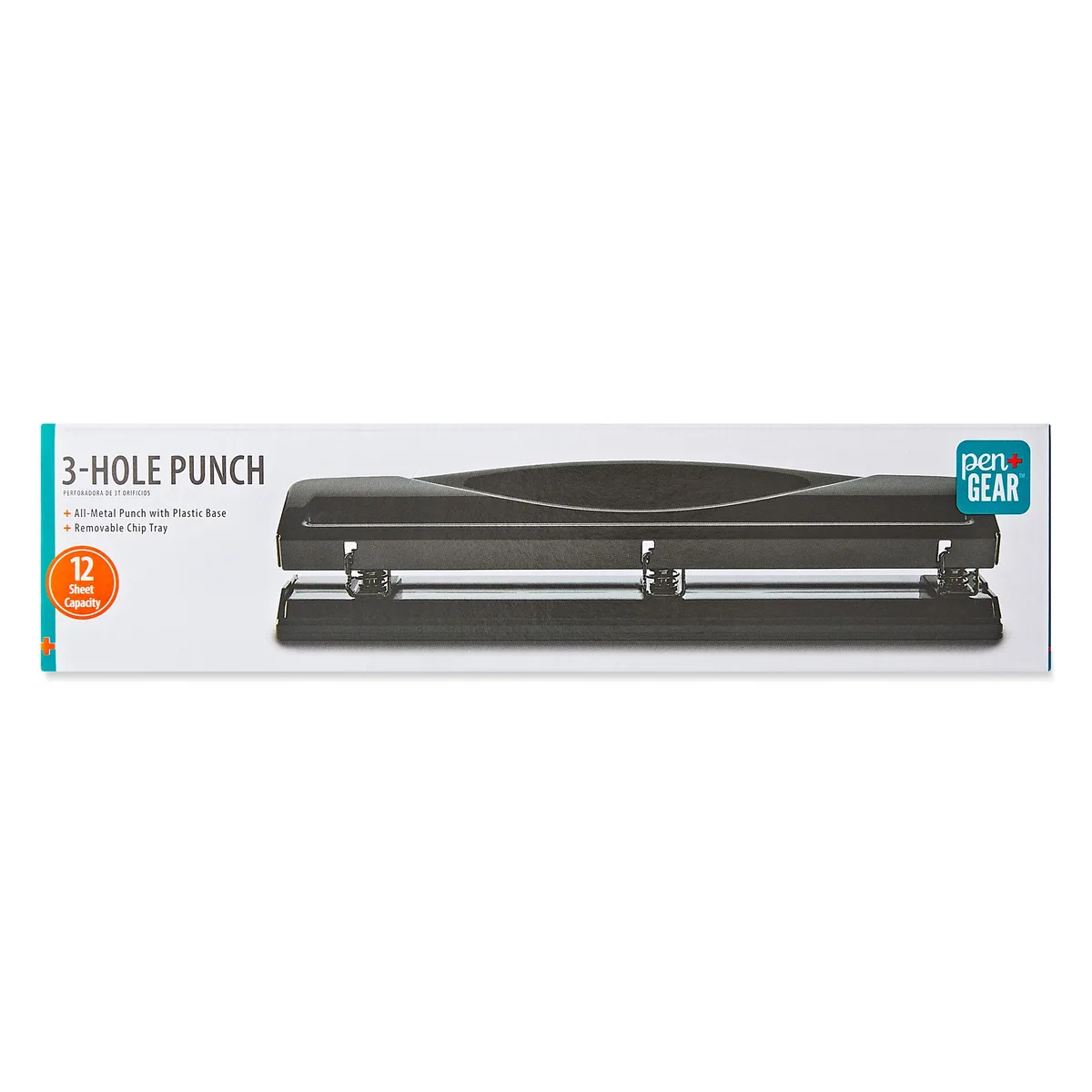 None Continuous None Continuous Pen+Gear 3-Hole Punch 12 Sheet Capacity Black — product photo
