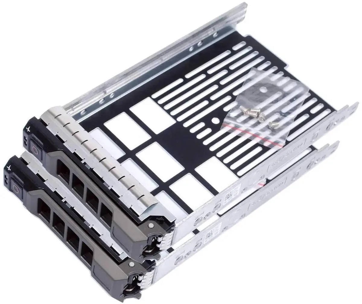 Two metal 3.5 inch drive caddies with open bottom design