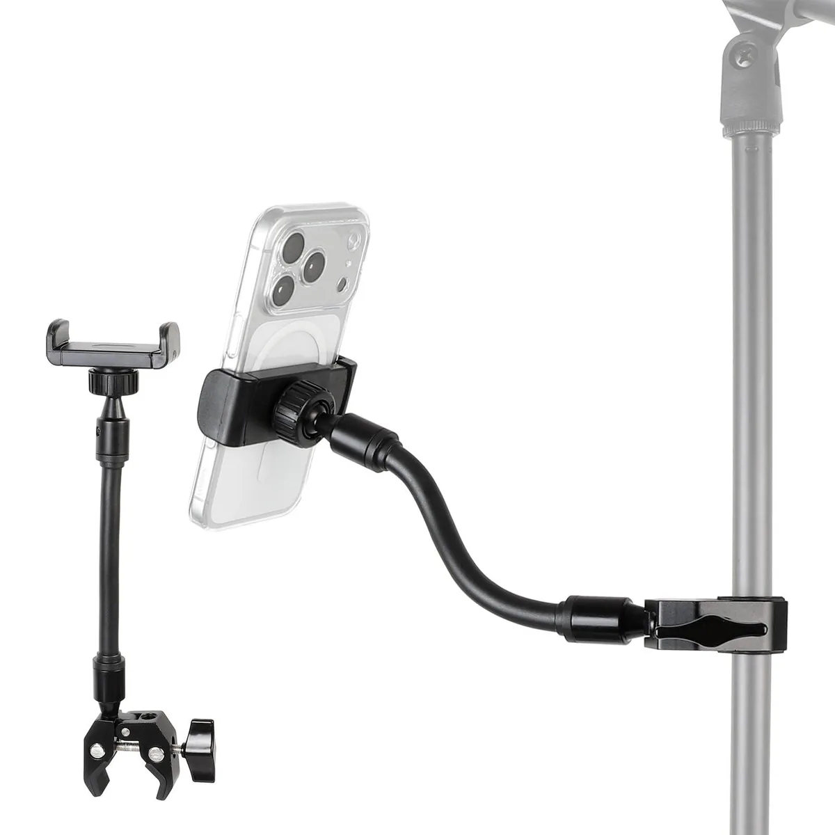 ZUZUXI ZZX-24 phone mount clamp .47-2" gooseneck .5" 8" 2.2 lbs 4.7-7" phones — product photo