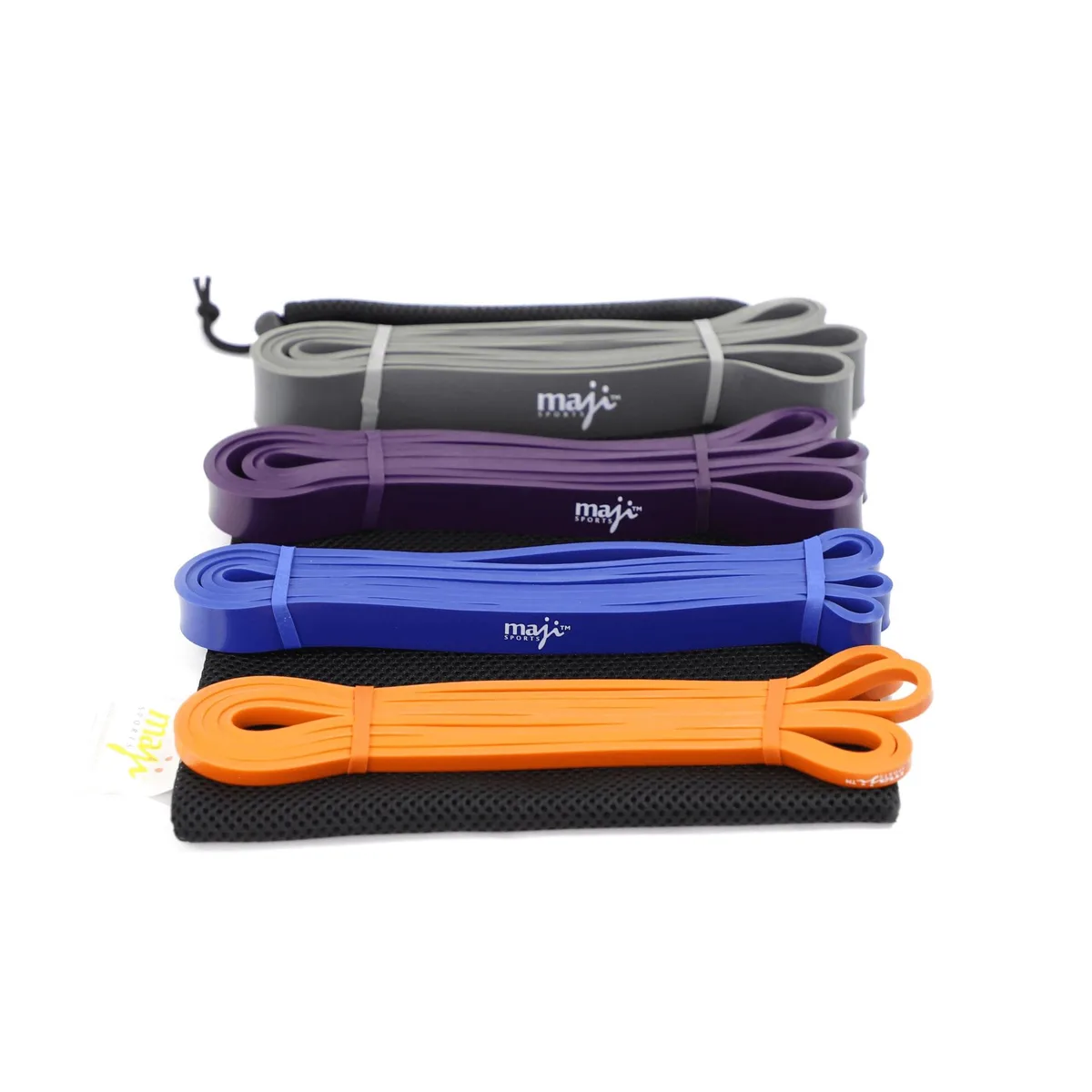 Maji Sports Maji Sports Pack of Four Resistance Bands Multi-Color 5-15 18-45 25-50 35-85 lbs — product photo