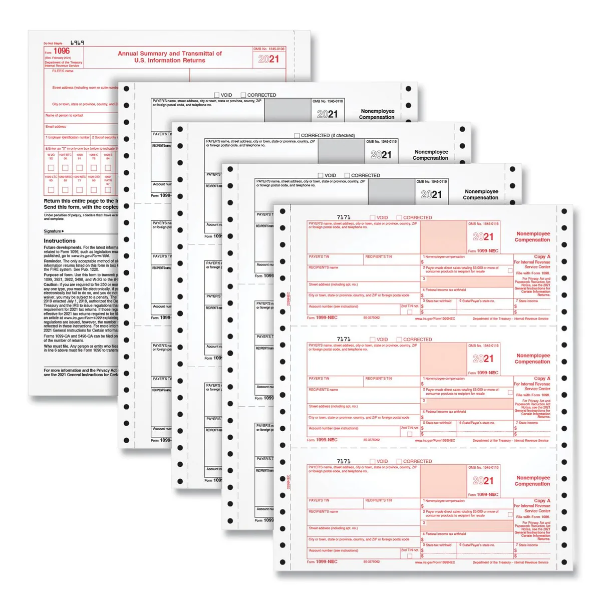 TOPS TOPS 2299NEC 4-Part 1099-NEC Continuous Tax Forms, 8.5 x 11, 24/Pack — product photo