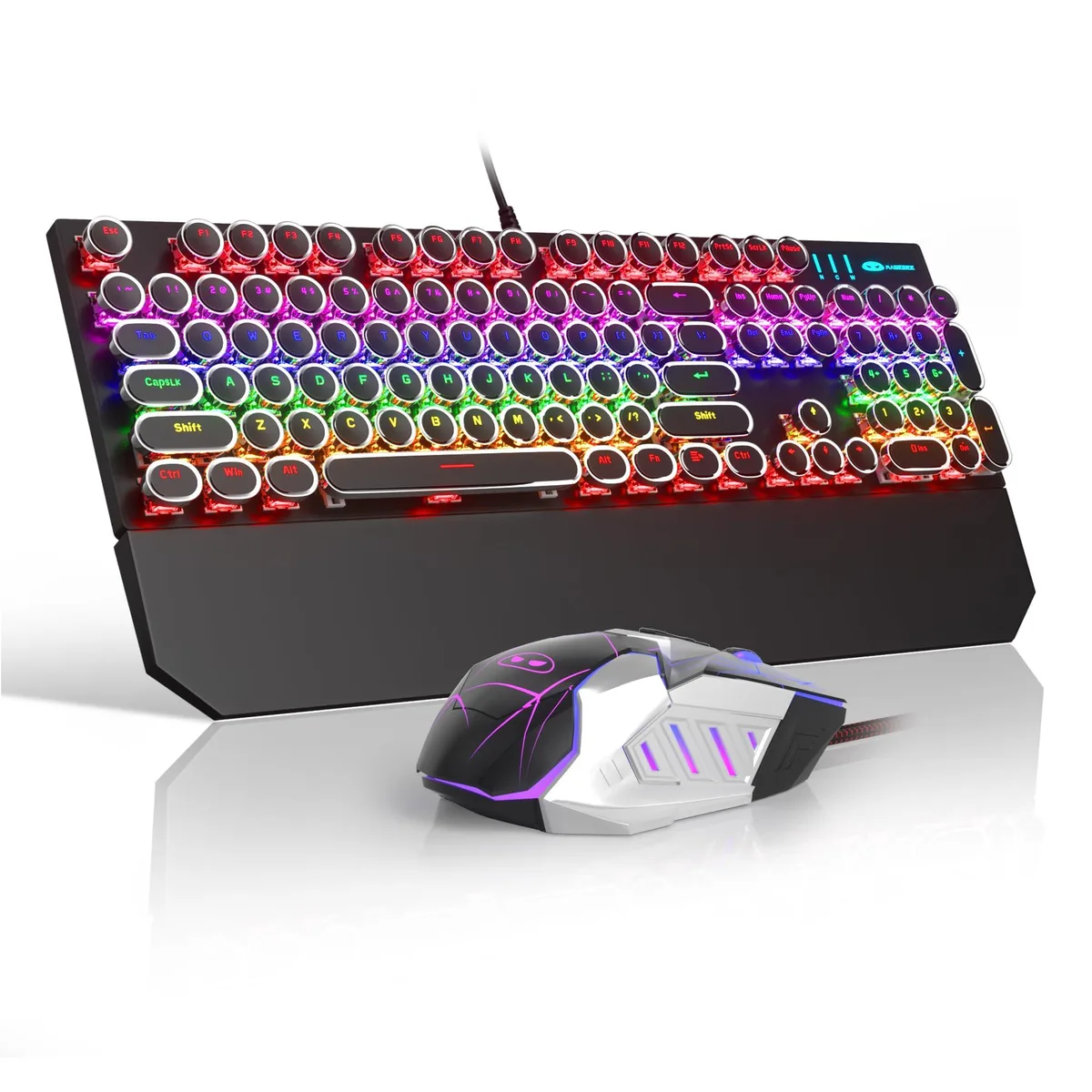 DNBeffulgent DNBeffulgent Retro Typewriter Gaming Keyboard and Mouse Combo Black Linear Red Switches 104 Keys 600-3200 DPI — product photo