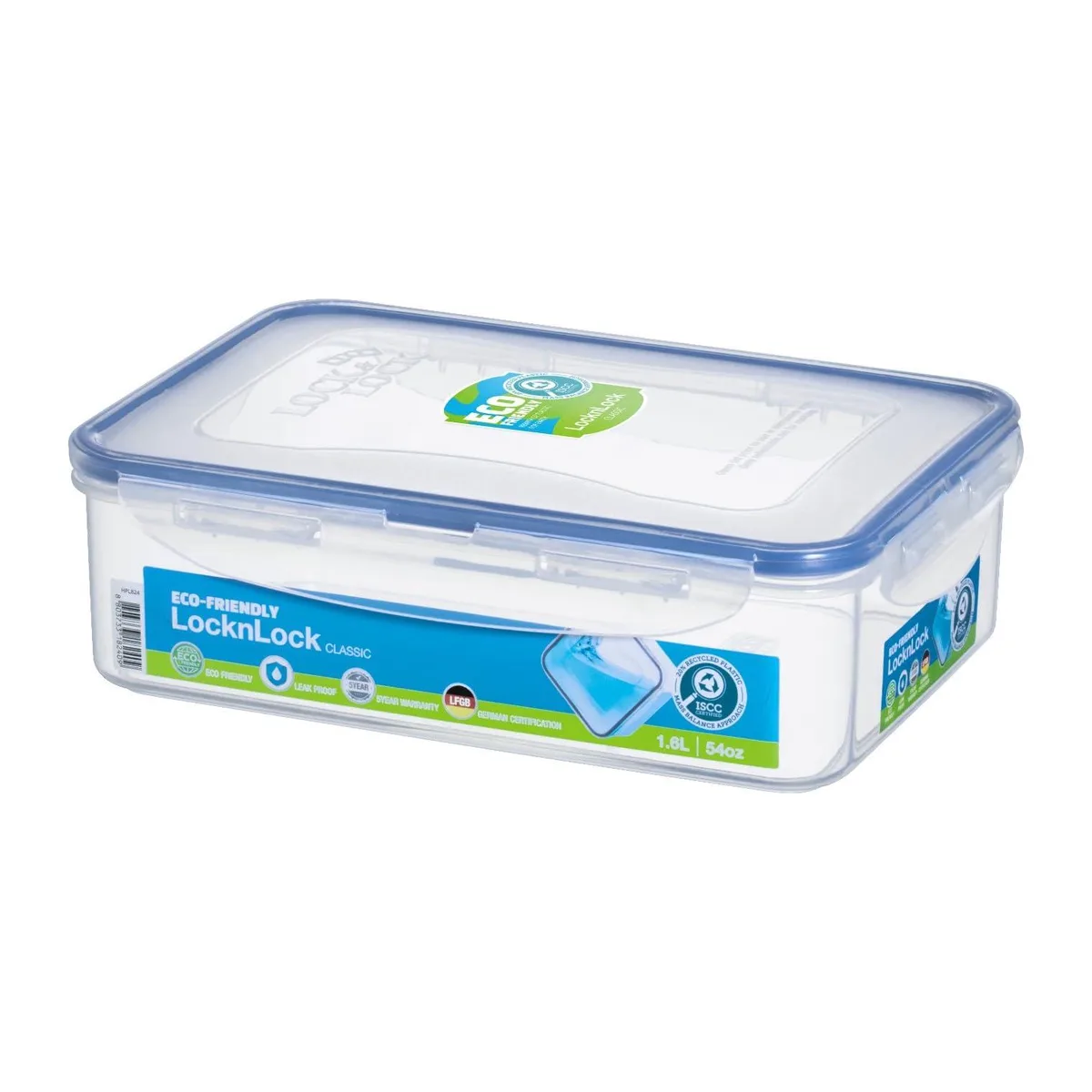 Clear rectangular Lock & Lock HPL824 food storage container with airtight locking lid
