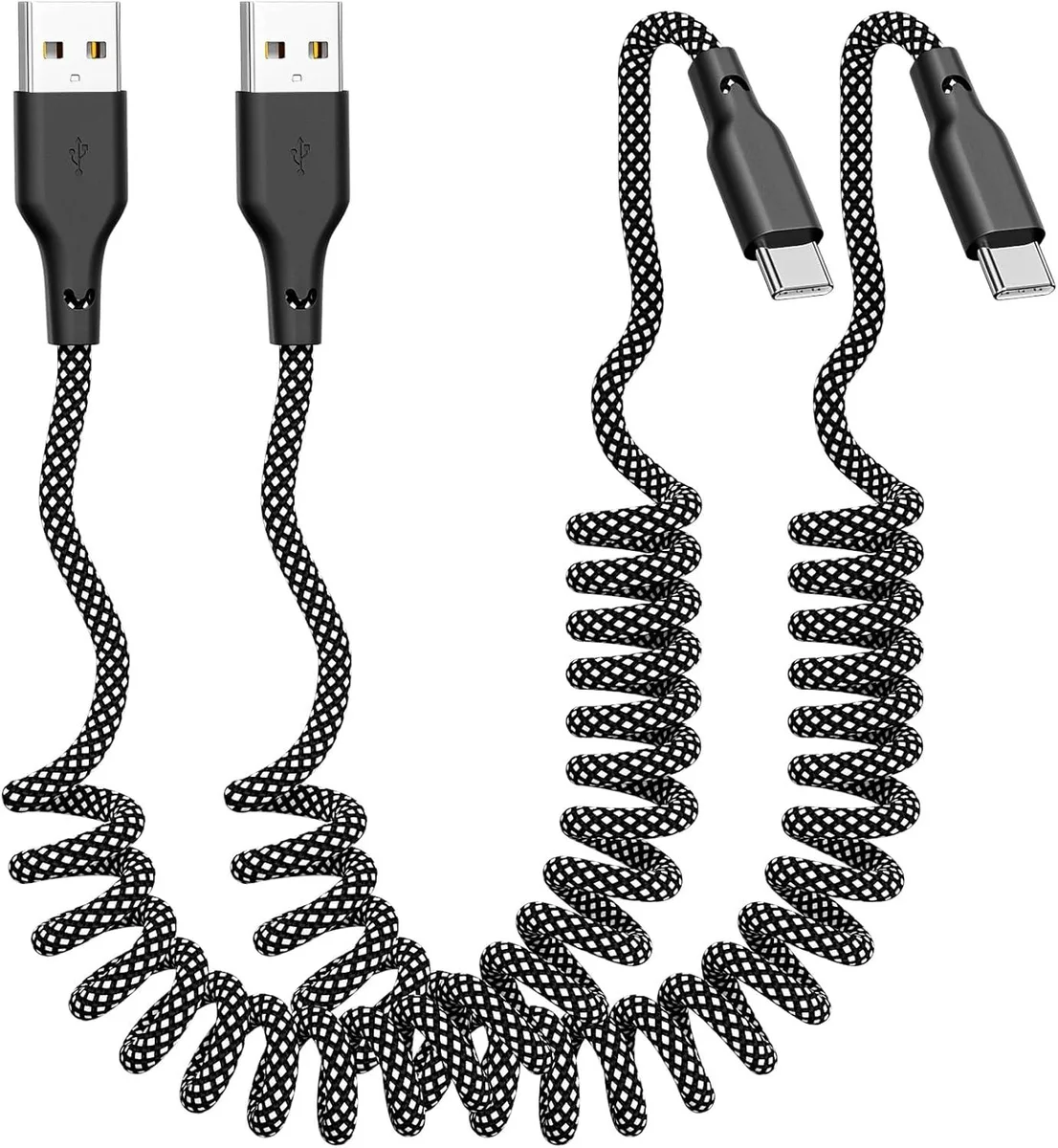 Kootion Kootion Coiled USB A to USB C Cable 2-Pack 3ft Grey — product photo