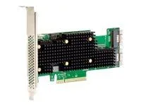 Green circuit board with silver bracket and two slim SFF-8654 connectors