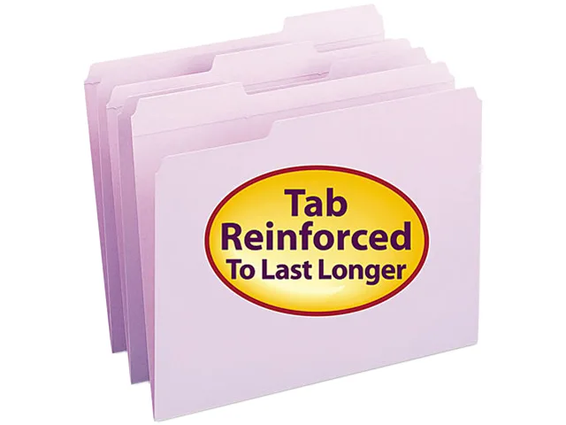 Smead Smead 12434 file folder, 1/3 cut, reinforced top tab, letter, lavender, 100/box, 11-pt stock — product photo