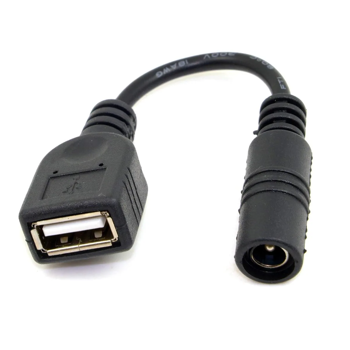 Fervit Fervit 5V USB Female to DC 5.5/2.1mm Charge Cable Black — product photo
