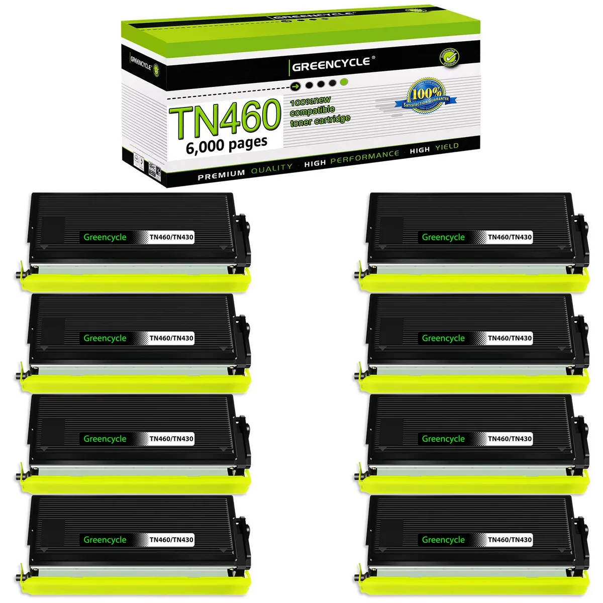 GREENCYCLE GREENCYCLE TN460 compatible toner cartridge black 8 pack 6000 pages — product photo