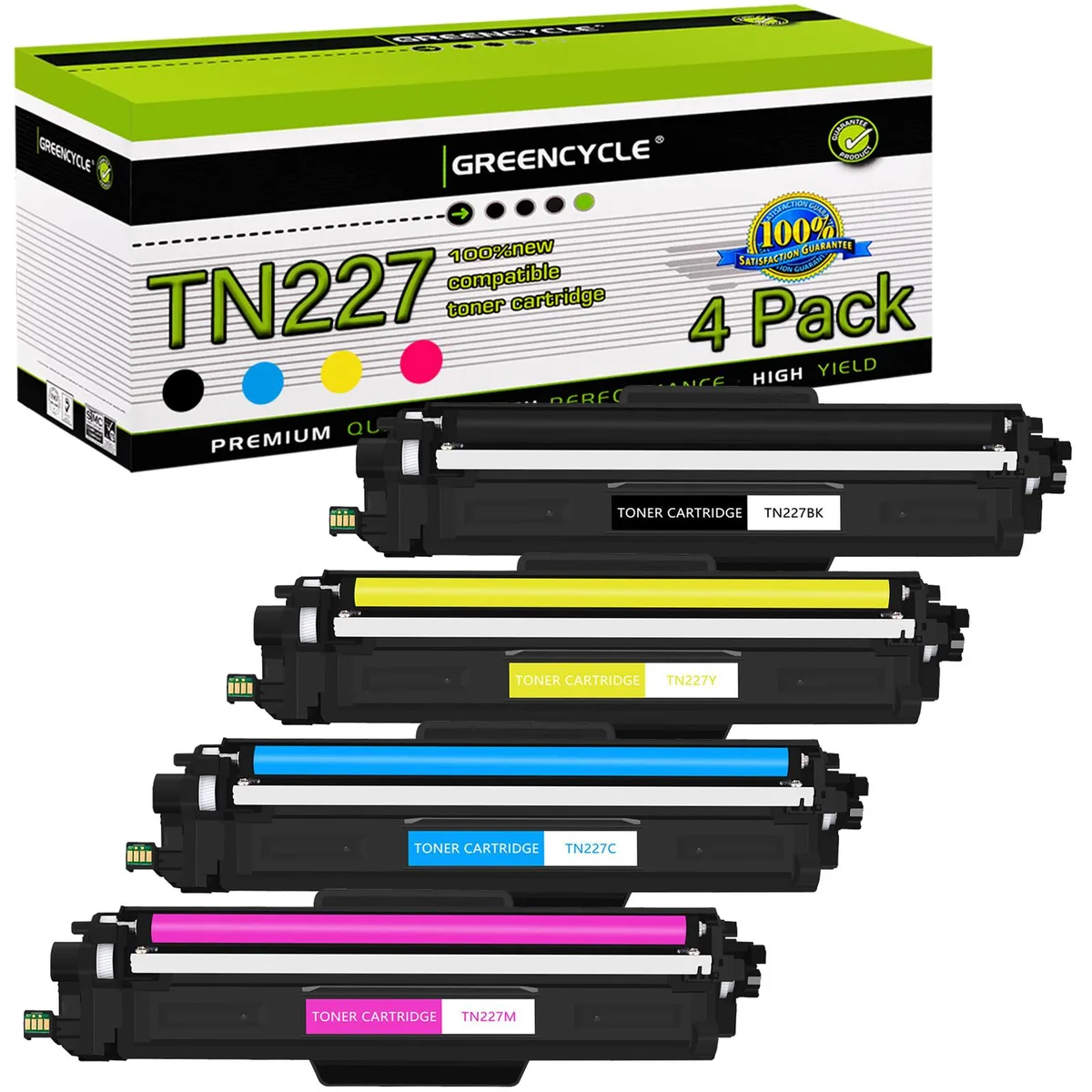 GREENCYCLE GREENCYCLE TN227 4-Pack Toner Cartridge (1 Black 3000 Pages, 1 Cyan 1 Magenta 1 Yellow 2300 Pages) — product photo