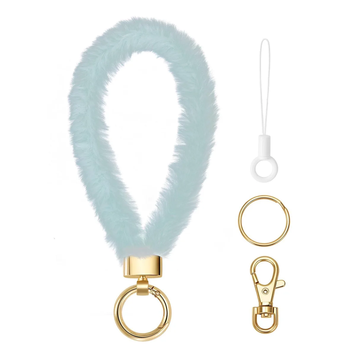  Plush Keychain Wristlet Light Blue 8.5 in — product photo