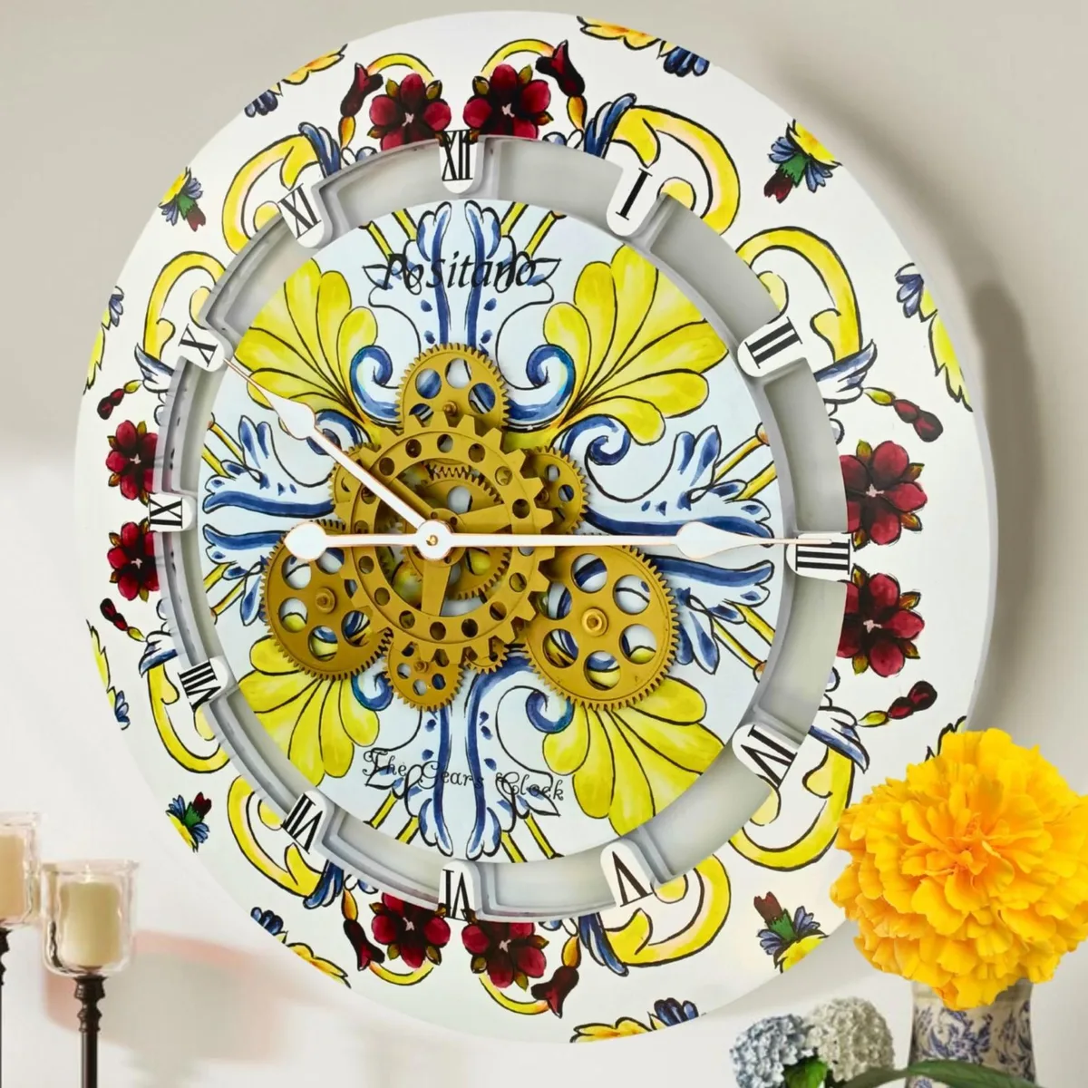 The Gears Clock The Gears Clock Italy Line 24 Inch Round Wall Clock Positano — product photo