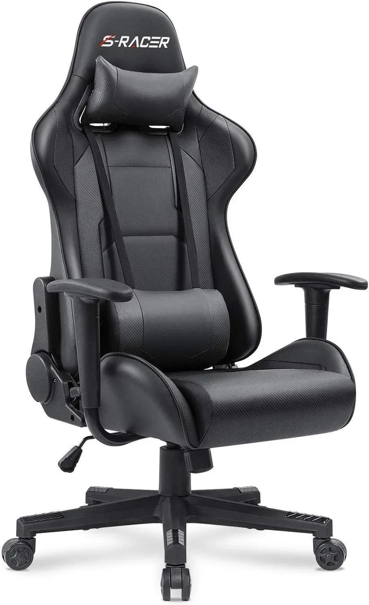PISKEKAT PISKEKAT High Back Office Chair Leather Dark Black 300lb 90-180° Recline — product photo