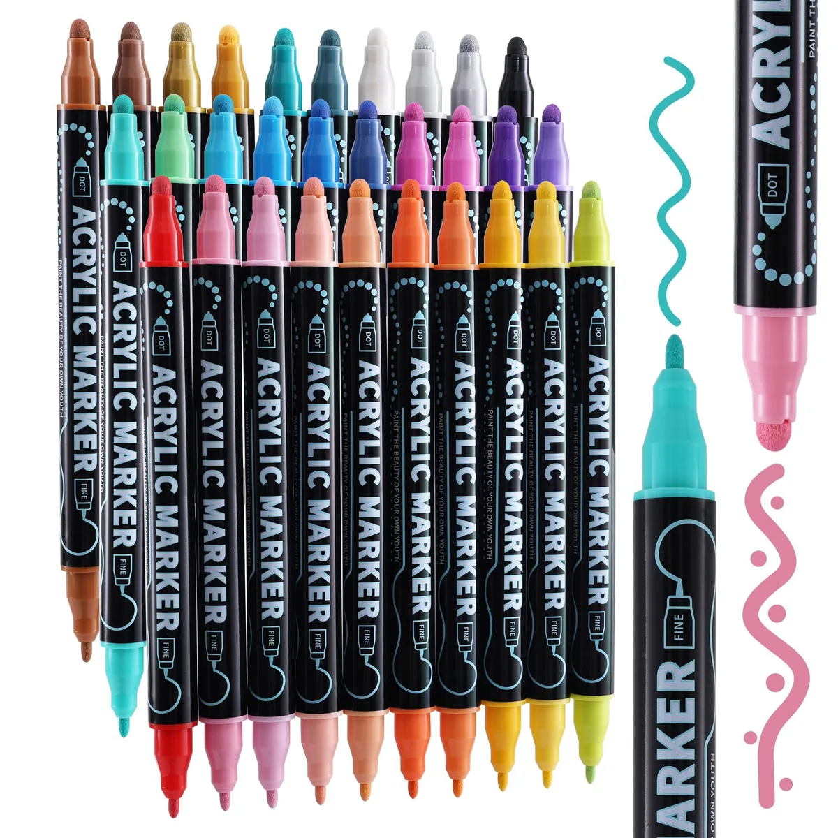  DDB-30 30 Colors Dual Tip Acrylic Paint Markers illustration — product photo